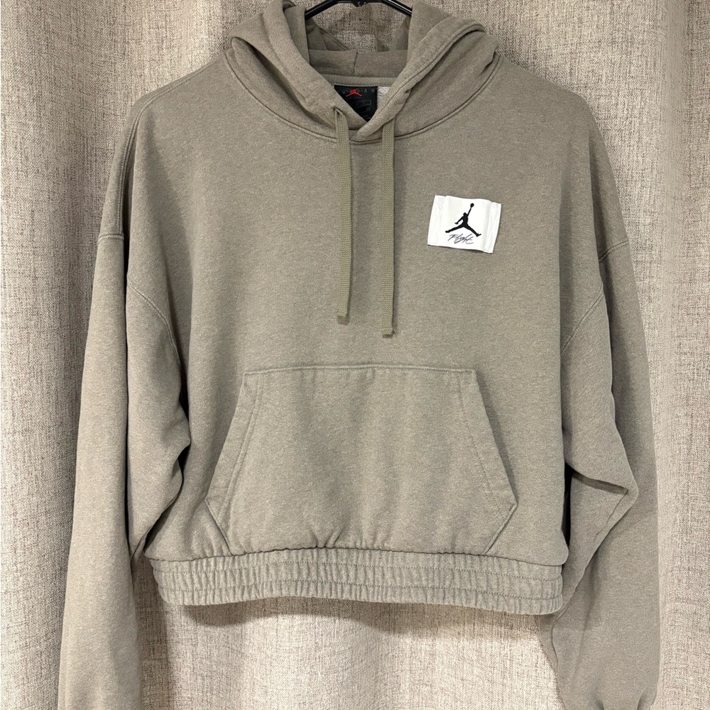 Jordan Khaki Hoodie with Logo Patch